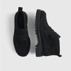 Madewell The Ryder Ankle Boot Black 7.5 NY377 Suede Loafers Minimalist Academia